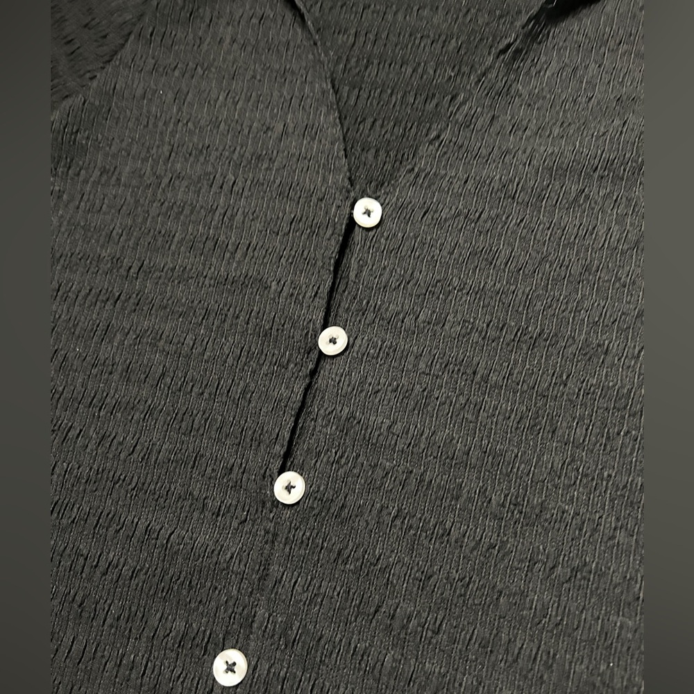 American Eagle Black 3 Button-Down Dress others sewn on for design.Stretchy EUC - Picture 5 of 6
